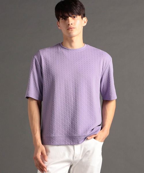 MONSIEUR NICOLE(ムッシュニコル)の「ジオメトリックジャカード クルーネックTシャツ(Tシャツ/カットソー・メンズ・ブラック/ラベンダー/ホワイト・LARGE/MEDIUM/X-LARGE)」の3枚目の写真