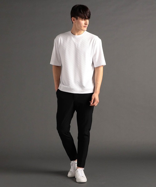 MONSIEUR NICOLE(ムッシュニコル)の「ジオメトリックジャカード クルーネックTシャツ(Tシャツ/カットソー・メンズ・ブラック/ラベンダー/ホワイト・LARGE/MEDIUM/X-LARGE)」の4枚目の写真