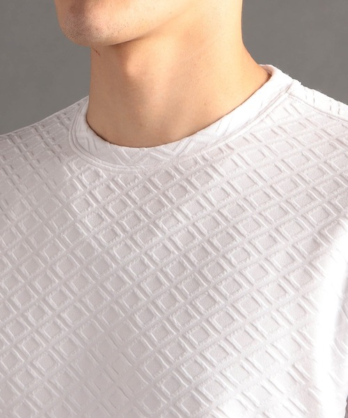 MONSIEUR NICOLE(ムッシュニコル)の「ジオメトリックジャカード クルーネックTシャツ(Tシャツ/カットソー・メンズ・ブラック/ラベンダー/ホワイト・LARGE/MEDIUM/X-LARGE)」の8枚目の写真