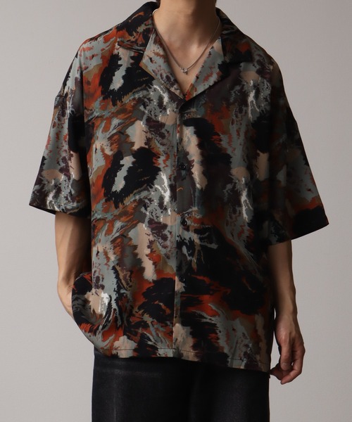 総柄プリントオープンカラー半袖シャツ（シャツ/ブラウス）｜Art re A