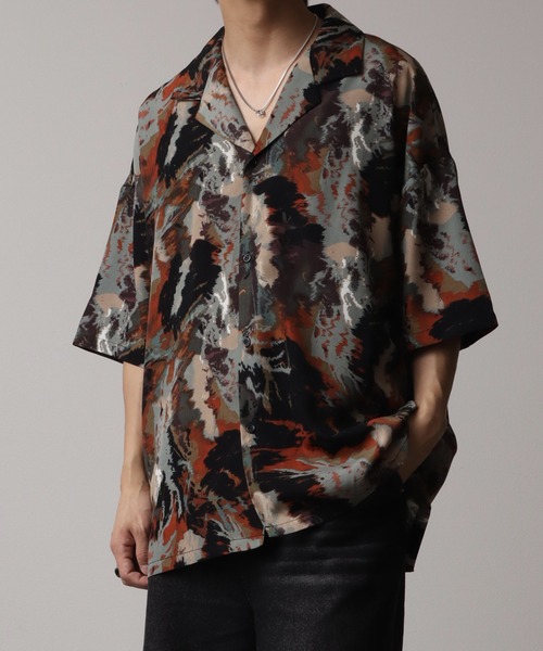 総柄プリントオープンカラー半袖シャツ（シャツ/ブラウス）｜Art re A