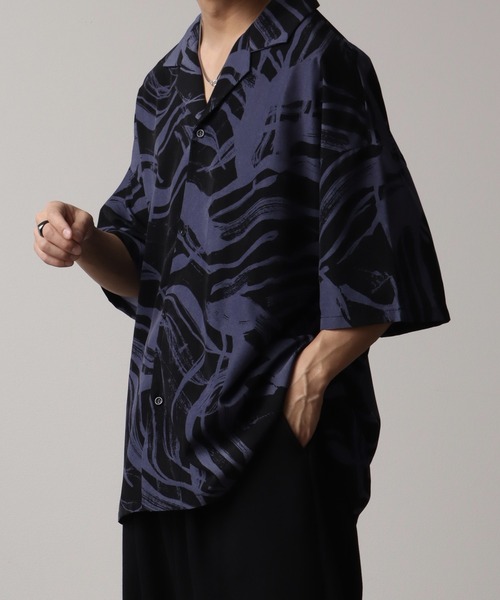 総柄プリントオープンカラー半袖シャツ（シャツ/ブラウス）｜Art re A