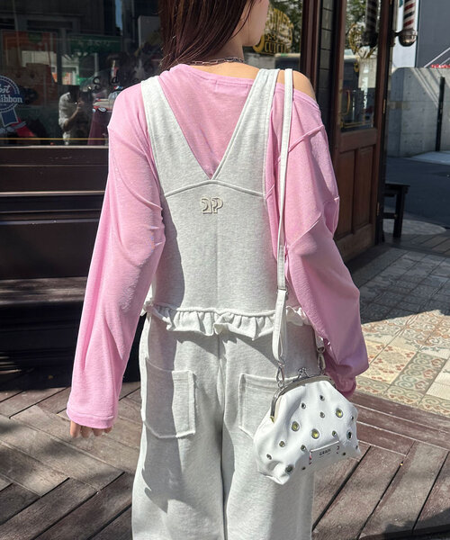 CIAOPANIC（チャオパニック）の「スウェットフリルサロペット（サロペット/オーバーオール・レディース・レッド/ネイビー/オフホワイト/グレー・0/1）」の11枚目の写真