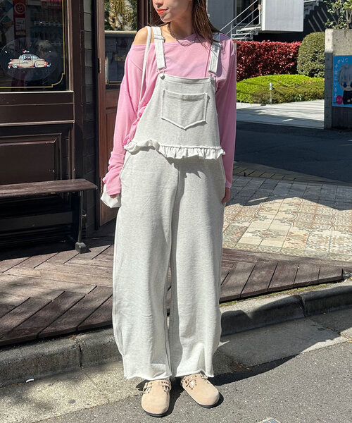 CIAOPANIC（チャオパニック）の「スウェットフリルサロペット（サロペット/オーバーオール・レディース・レッド/ネイビー/オフホワイト/グレー・0/1）」の12枚目の写真