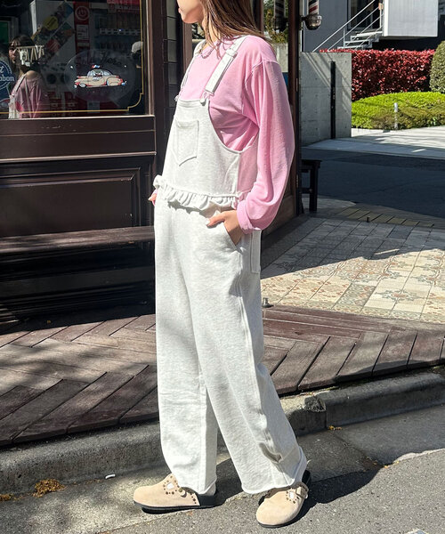 CIAOPANIC（チャオパニック）の「スウェットフリルサロペット（サロペット/オーバーオール・レディース・レッド/ネイビー/オフホワイト/グレー・0/1）」の13枚目の写真