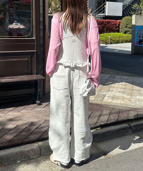 CIAOPANIC（チャオパニック）の「スウェットフリルサロペット（サロペット/オーバーオール・レディース・レッド/ネイビー/オフホワイト/グレー・0/1）」の14枚目の写真