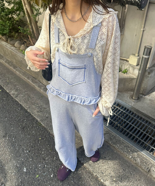 CIAOPANIC（チャオパニック）の「スウェットフリルサロペット（サロペット/オーバーオール・レディース・レッド/ネイビー/オフホワイト/グレー・0/1）」の17枚目の写真