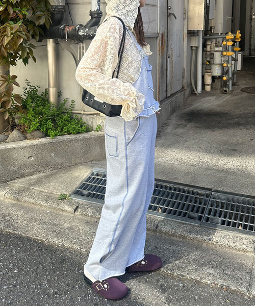 CIAOPANIC（チャオパニック）の「スウェットフリルサロペット（サロペット/オーバーオール・レディース・レッド/ネイビー/オフホワイト/グレー・0/1）」の19枚目の写真