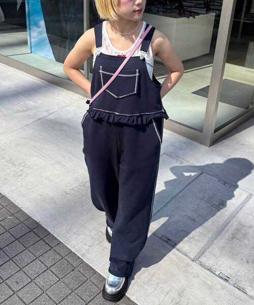 CIAOPANIC（チャオパニック）の「スウェットフリルサロペット（サロペット/オーバーオール・レディース・レッド/ネイビー/オフホワイト/グレー・0/1）」の22枚目の写真