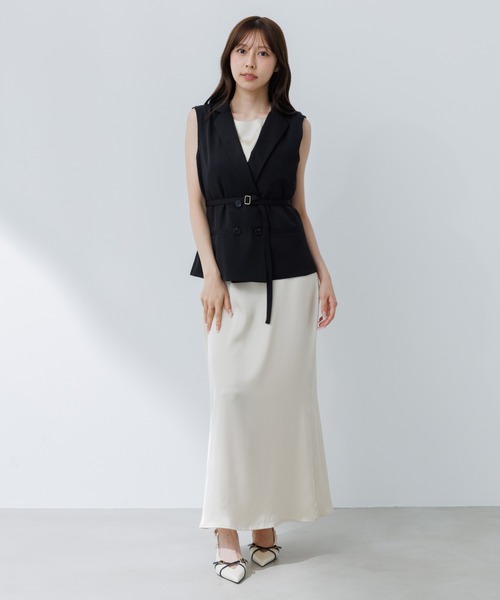 SENEE サテンキャミワンピース　アイボリー　Sサイズ satin cami onepiece (サテンキャミワンピース)（ワンピース