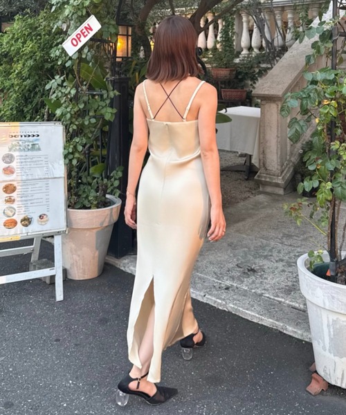 satin cami onepiece (サテンキャミワンピース)（ワンピース）｜SENEE