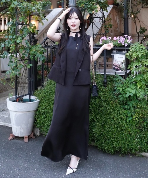 SENEE サテンキャミワンピース アイボリー satin cami onepiece (サテンキャミワンピース)（ワンピース
