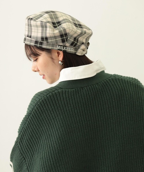 MILKFED.（ミルクフェド）の「LOGO PLAID BERET（ハンチング/ベレー帽・レディース・ホワイト/ベージュ/イエロー・ONE SIZE）」の6枚目の写真