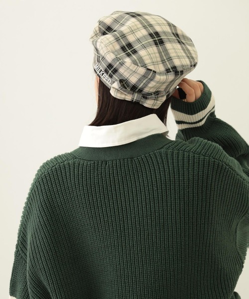 MILKFED.（ミルクフェド）の「LOGO PLAID BERET（ハンチング/ベレー帽・レディース・ホワイト/ベージュ/イエロー・ONE SIZE）」の7枚目の写真