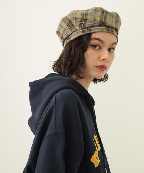 MILKFED.（ミルクフェド）の「LOGO PLAID BERET（ハンチング/ベレー帽・レディース・ホワイト/ベージュ/イエロー・ONE SIZE）」の10枚目の写真