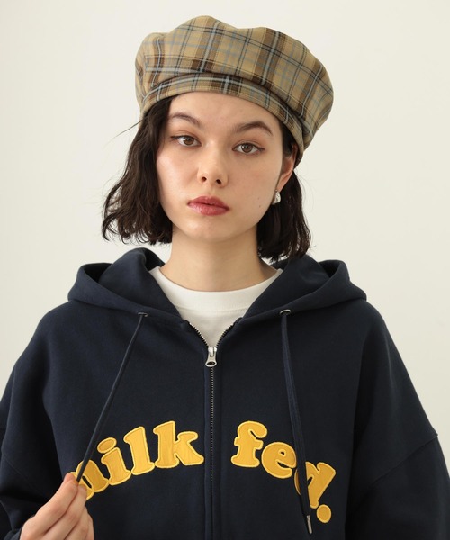 MILKFED.（ミルクフェド）の「LOGO PLAID BERET（ハンチング/ベレー帽・レディース・ホワイト/ベージュ/イエロー・ONE SIZE）」の11枚目の写真