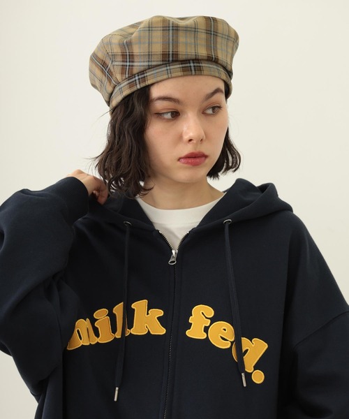 MILKFED.（ミルクフェド）の「LOGO PLAID BERET（ハンチング/ベレー帽・レディース・ホワイト/ベージュ/イエロー・ONE SIZE）」の12枚目の写真