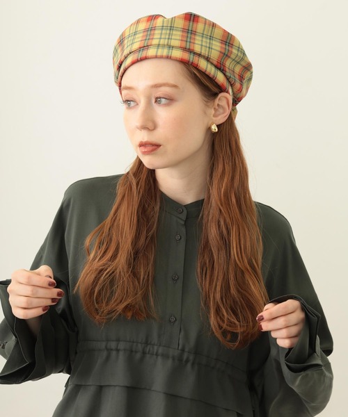MILKFED.（ミルクフェド）の「LOGO PLAID BERET（ハンチング/ベレー帽・レディース・ホワイト/ベージュ/イエロー・ONE SIZE）」の16枚目の写真