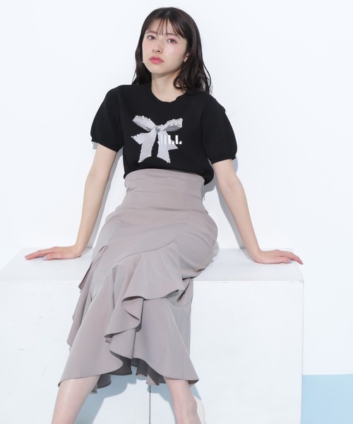 JILL by JILL STUART(ジルバイジルスチュアート)の「◇ラッフルマーメイドスカート(スカート・レディース・ベージュ/ラベンダー/ブラック・FREE)」の4枚目の写真