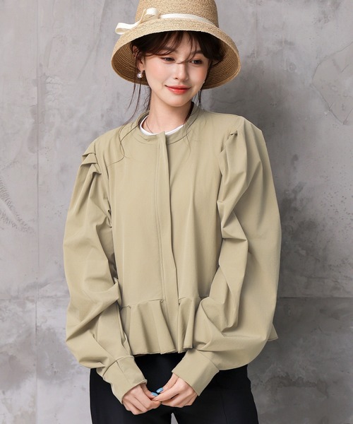 TeddyShop（テディショップ）の「【UVカット率100%/UPF50+/急速・接触冷感/軽量/水陸両用】レディース水着 長袖ハイネックジップアップペプラムフリルラッシュガードトップス 水陸両用 体型カバー（パーカー・レディース・ホワイト/ベージュ・S/L/M）」の13枚目の写真