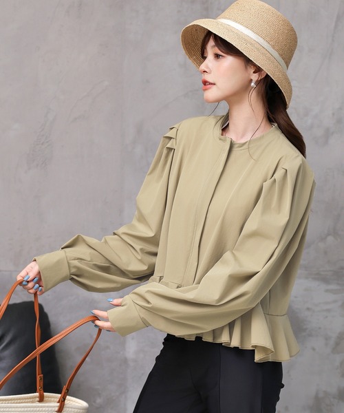 TeddyShop（テディショップ）の「【UVカット率100%/UPF50+/急速・接触冷感/軽量/水陸両用】レディース水着 長袖ハイネックジップアップペプラムフリルラッシュガードトップス 水陸両用 体型カバー（パーカー・レディース・ホワイト/ベージュ・S/L/M）」の16枚目の写真