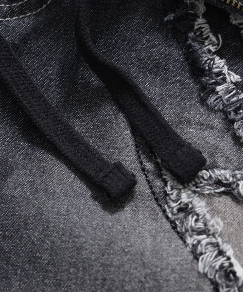 Revo.（レボ）の「【選べる2デザイン】9.5oz デニム バイアス＆トライバル フリンジデザイン 5ポケット ワイド ショーツ/ハーフパンツ（デニムパンツ・メンズ・ブラック系1/ネイビー系1/ブラック系/ネイビー系・M/L）」の14枚目の写真