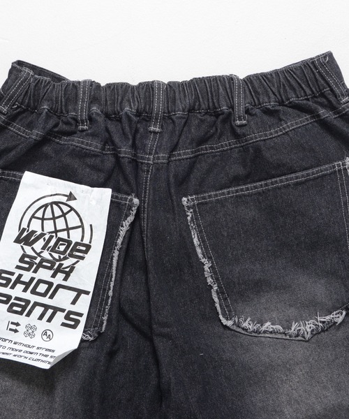 Revo.（レボ）の「【選べる2デザイン】9.5oz デニム バイアス＆トライバル フリンジデザイン 5ポケット ワイド ショーツ/ハーフパンツ（デニムパンツ・メンズ・ブラック系1/ネイビー系1/ブラック系/ネイビー系・M/L）」の12枚目の写真