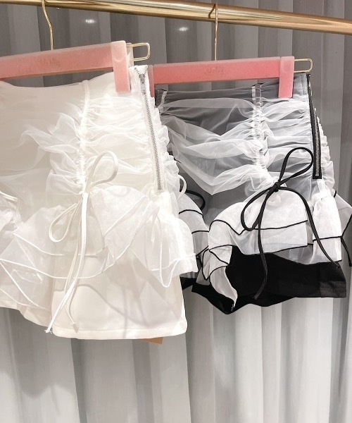 PAIN（ペイン）の「オーガンジーレイヤードショートパンツ（その他パンツ・レディース・ブラック/ホワイト/ネイビー・FREE）」の8枚目の写真
