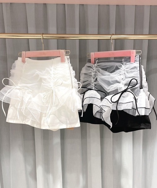 PAIN（ペイン）の「オーガンジーレイヤードショートパンツ（その他パンツ・レディース・ブラック/ホワイト/ネイビー・FREE）」の5枚目の写真