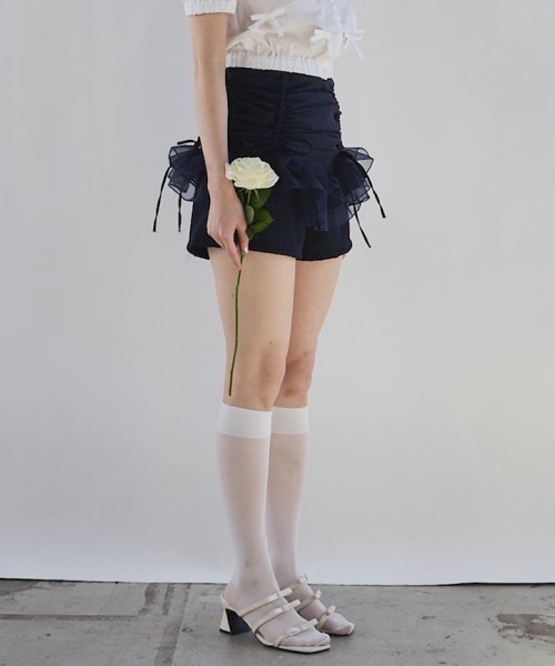 PAIN（ペイン）の「オーガンジーレイヤードショートパンツ（その他パンツ・レディース・ブラック/ホワイト/ネイビー・FREE）」の4枚目の写真