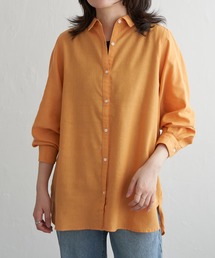 リネン混長袖レギュラーシャツ