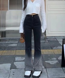 フレアパンツ デニムパンツ グラデーション