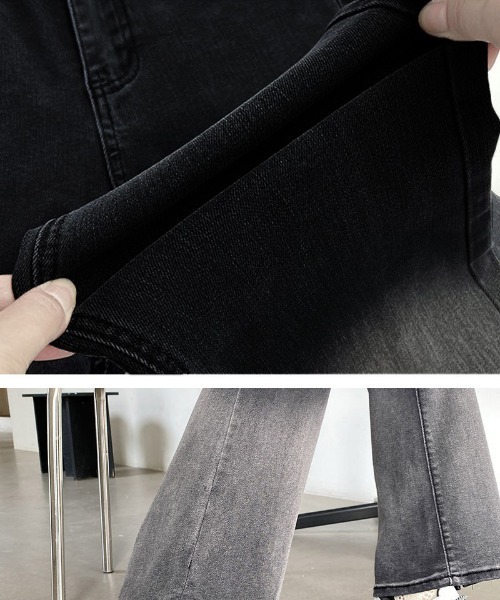 shoppinggo(ショッピングゴー)の「フレアパンツ デニムパンツ グラデーション(デニムパンツ・レディース・グレー・L/M)」の7枚目の写真