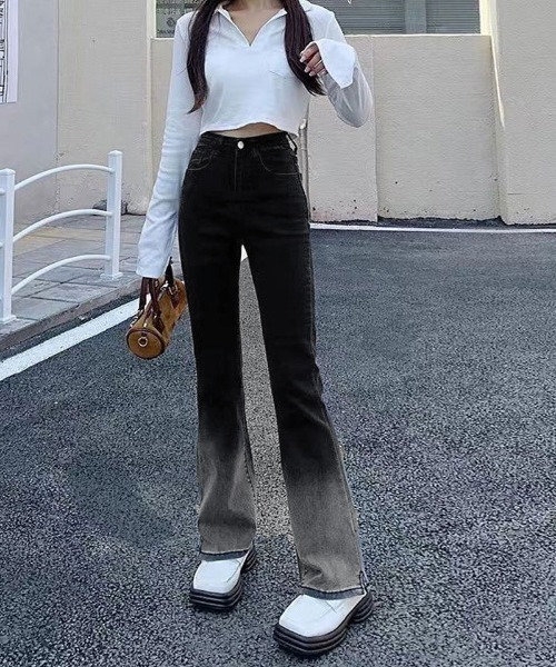 shoppinggo(ショッピングゴー)の「フレアパンツ デニムパンツ グラデーション(デニムパンツ・レディース・グレー・L/M)」の8枚目の写真