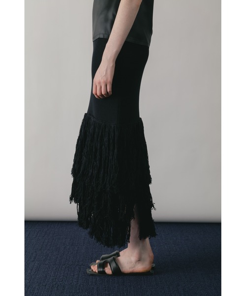 DeuxiemeClasse CINOH KNIT MAXI SKIRT 黒38 CINOH/チノ 】KNIT MAXI SKIRT（ロング・マキシ丈スカート