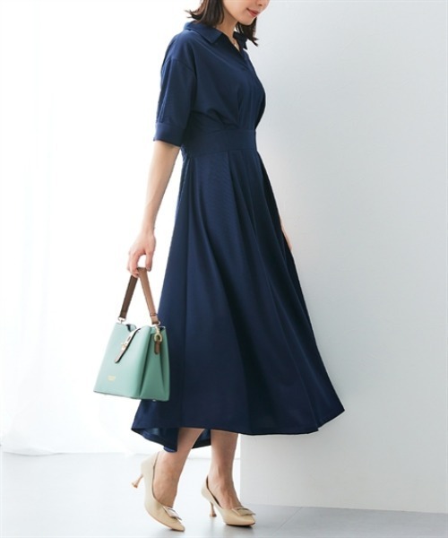 7days Life Styling（セブンデイズライフスタイリング）の「カットソー素材スキッパーウエスト切替ワンピース（ワンピース・レディース・ネイビー/ブルー系・S/M/L/LL）」の9枚目の写真