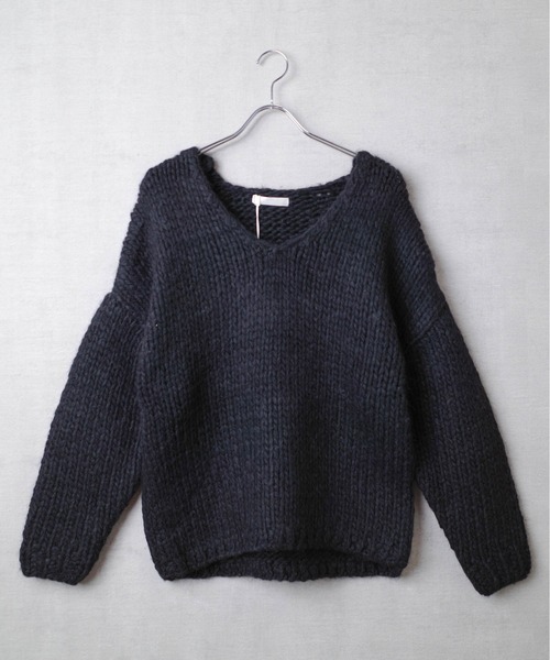 LI HUA(リーファー)の「【PH1】【LI HUA】LOW GAGE KNIT PULLOVER EOM-7719-B(ニット/セーター・レディース・ブラック・38)」の1枚目の写真
