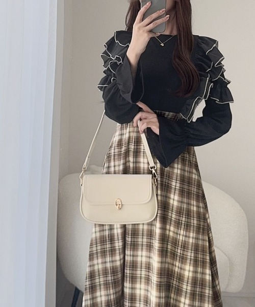 mily bilet(ミウィビレット)の「【mily bilet】シアー生地とフリルで華やかさをプラスしたドッキングワンピース(ワンピース・レディース・ブラック/アイボリー・LARGE/MEDIUM/SMALL/X-LARGE)」の10枚目の写真