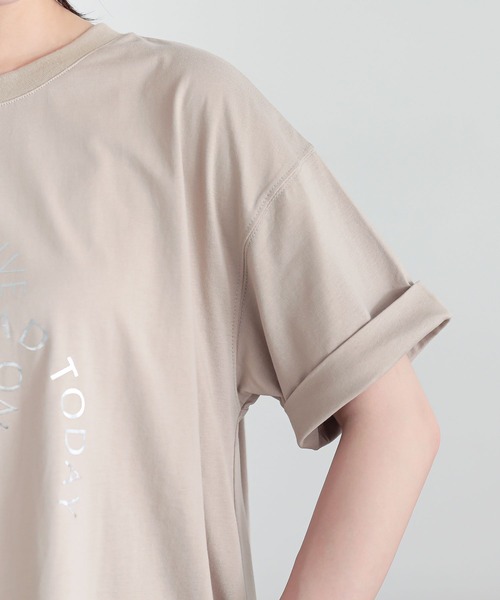 n'OrLABEL(ノアールレーベル)の「箔ロゴプリントフレアカットソー(Tシャツ/カットソー・レディース・オフホワイト/チャコール/ベージュ・2/1)」の21枚目の写真