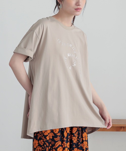 n'OrLABEL(ノアールレーベル)の「箔ロゴプリントフレアカットソー(Tシャツ/カットソー・レディース・オフホワイト/チャコール/ベージュ・2/1)」の15枚目の写真