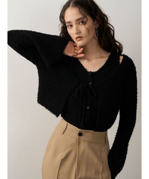 LAGUNAMOON（ラグナムーン）の「シャギーヤーンニットアンサンブル（アンサンブル・レディース・ブラック/クリーム/ライトグレー・FREE）」の8枚目の写真