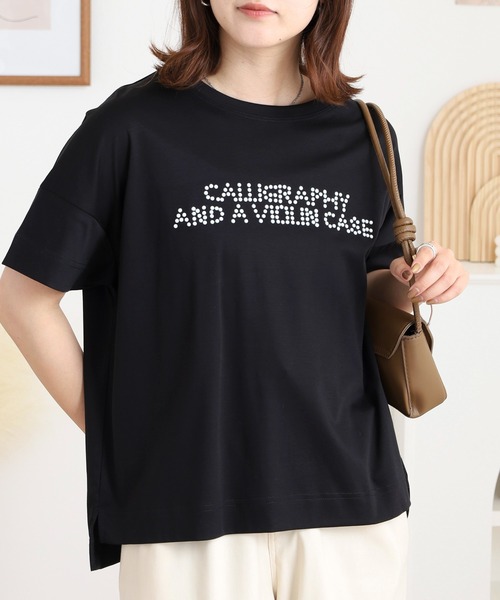 tシャツ BRODIAEA シンプルロゴＴシャツ レディース セール】BRODIAEA つぶつぶロゴ半袖Tシャツ（Tシャツ/カットソー