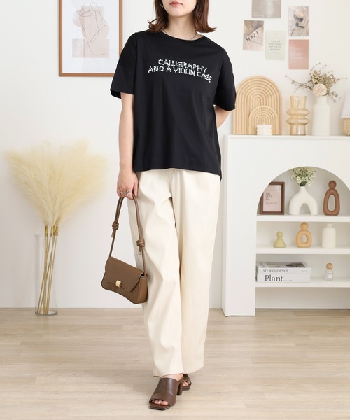 ブローディア BRODIAEA バイオシルスムースロゴプリント半袖Tシャツ （ネイビー） ブローディア BRODIAEA バイオシルスムースロゴプリント半袖T