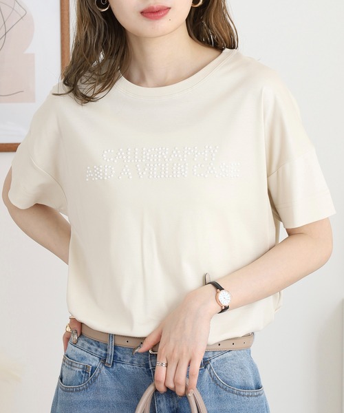 ブローディア BRODIAEA 配色パイルロゴ半袖Tシャツ （オフホワイト） ブローディア BRODIAEA 配色パイルロゴ半袖Tシャツ （オフ