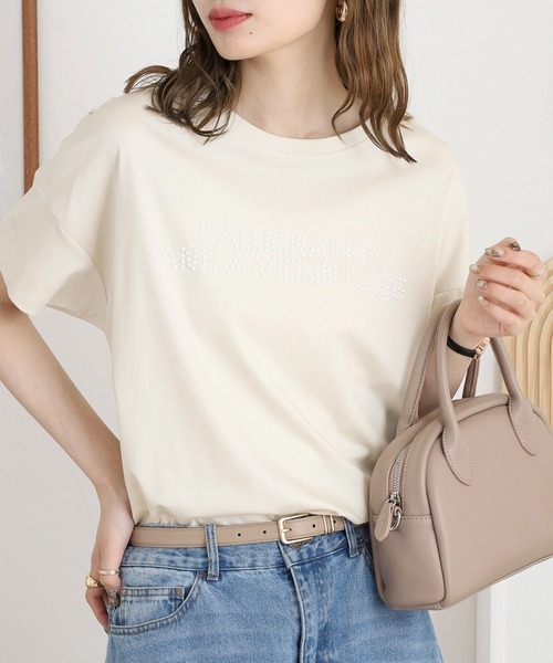 BRODIAEA(ブローディア)の「BRODIAEA つぶつぶパールロゴ半袖Tシャツ(Tシャツ/カットソー・レディース・ライトグリーン/ベージュ/ブラック/ピンク・40)」の11枚目の写真