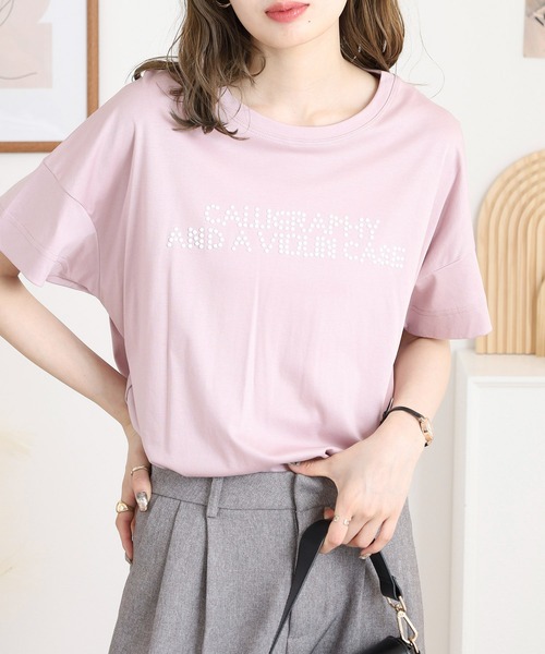 ブローディア BRODIAEA ロゴ刺繍半袖Tシャツ （ライトグリーン） セール】BRODIAEA つぶつぶロゴ半袖Tシャツ（Tシャツ/カットソー