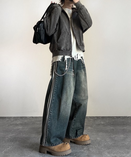 セール】vintage make design heavy weight W zip parker