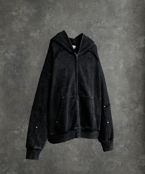 極上 イタリア製 グランジ レザー ブルゾン フード パーカー ヘビーウェイト黒 極上 イタリア製 グランジ レザー ブルゾン フード パーカー