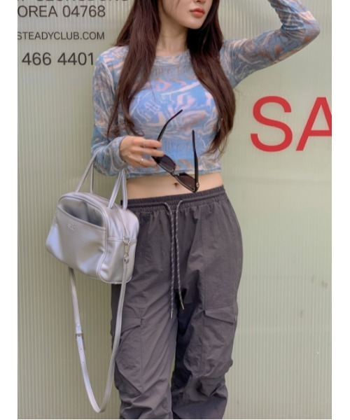 Vini(ヴィニ)の「【Vini】マーブル シアー トップス(Tシャツ/カットソー・レディース・ブルー・LARGE/MEDIUM)」の1枚目の写真