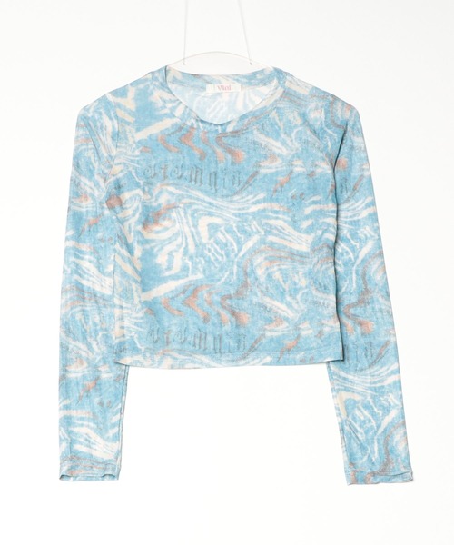 Vini(ヴィニ)の「【Vini】マーブル シアー トップス(Tシャツ/カットソー・レディース・ブルー・LARGE/MEDIUM)」の3枚目の写真